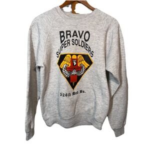 Vintage 90s 101st Airborne Medical Desert Storm Crewneck Sweatshirt Med Gray